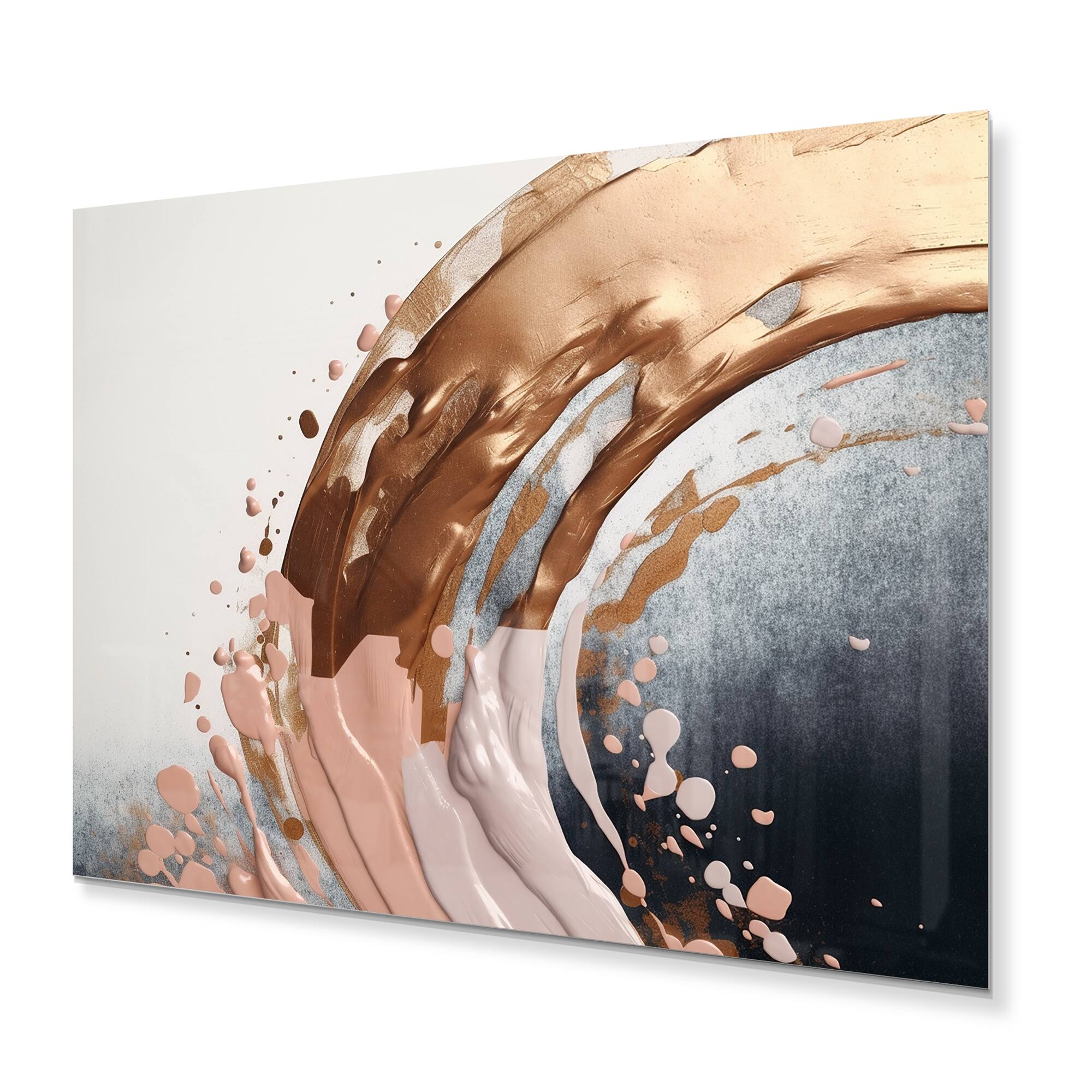 Designart "Rosegold Half Circles Boho IV" Modern Shapes Transitional